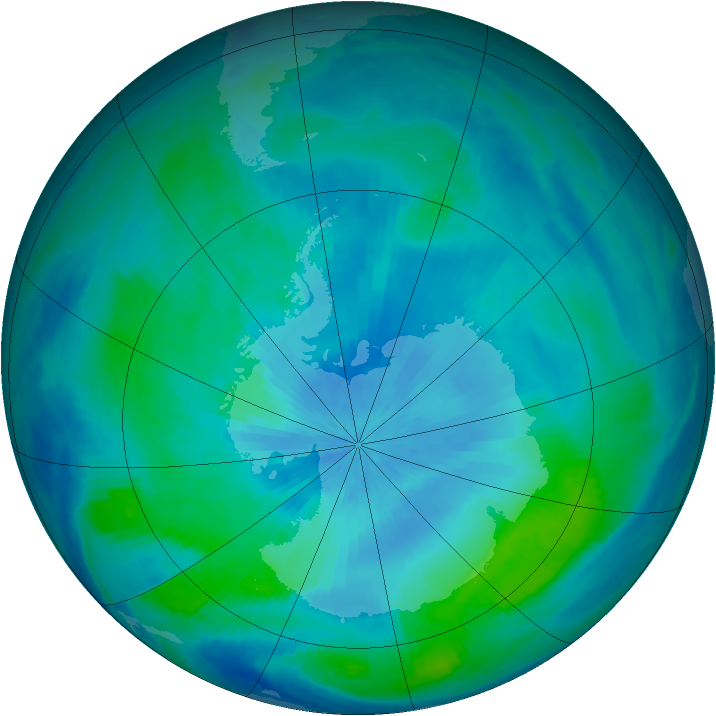 Antarctic ozone map for 02 March 2000